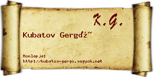 Kubatov Gergő névjegykártya